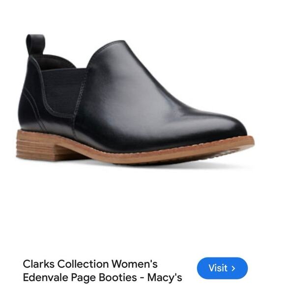 Clarks Collection Edenvale Page Size 9 Low Bootie Chelsea Loafer Black Leather - Picture 12 of 13